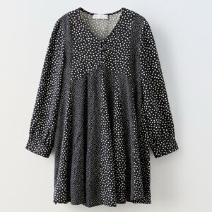 Zara Black and White V-Neck full Sleeve Sundress 13/14